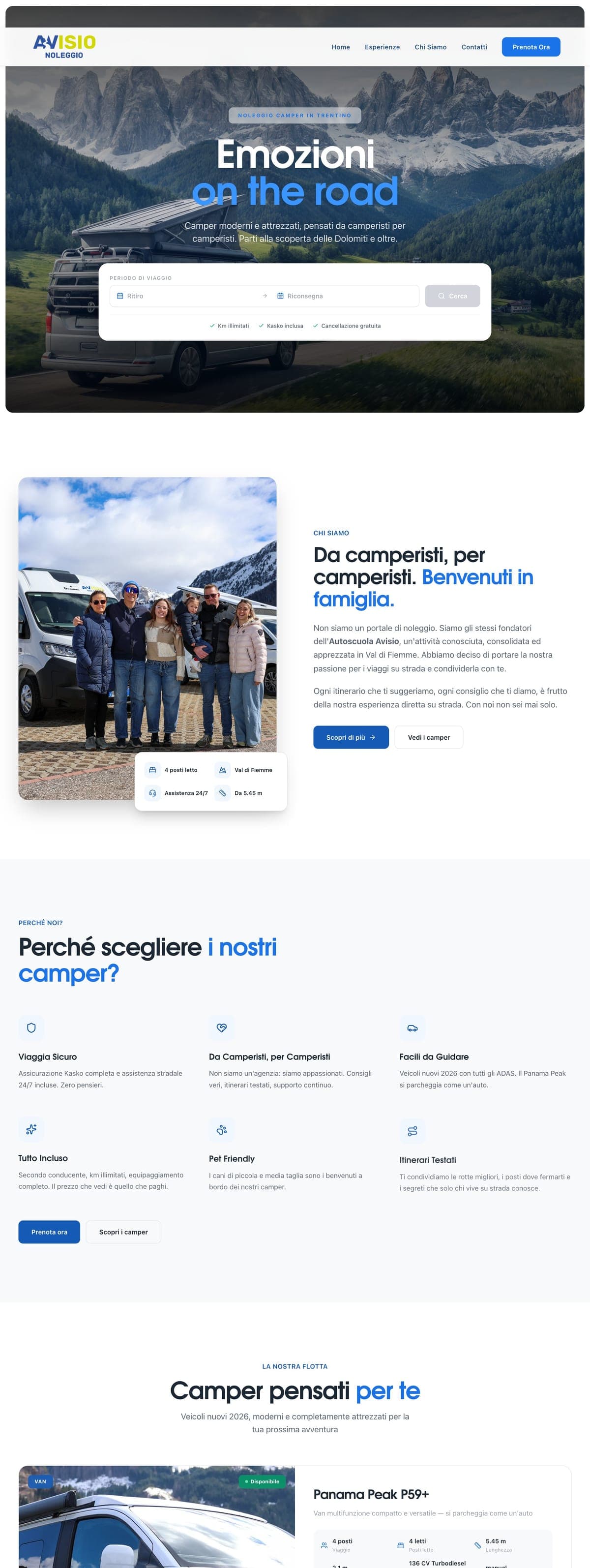 Il sito avisionoleggiocamper.it: «Emozioni on the road», la ricerca delle date, la flotta e le esperienze