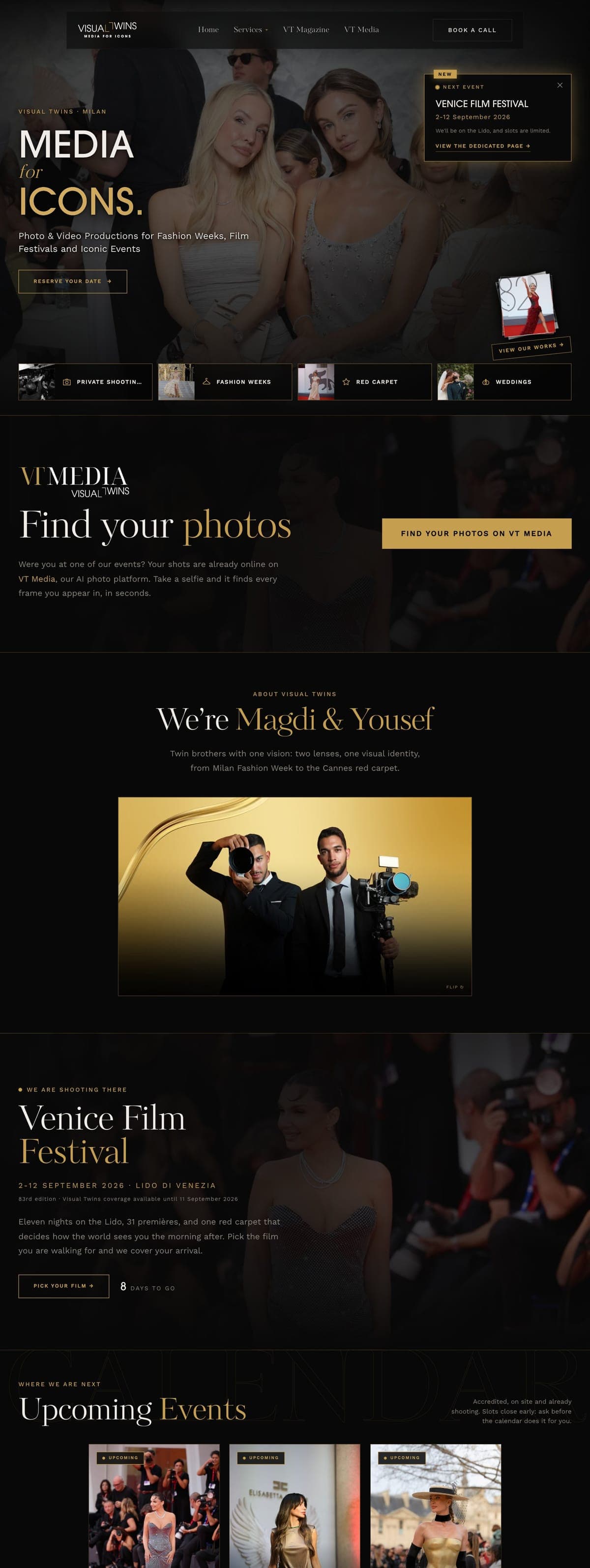 Il sito visualtwins.it: «Media for Icons», i servizi e gli eventi internazionali seguiti