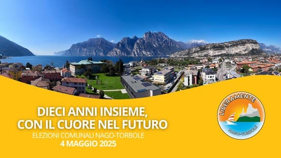 Grafica di campagna «Dieci anni insieme» con panorama dell'Alto Garda