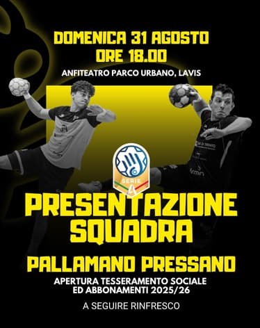 Grafica social Pallamano Pressano con il calendario della stagione