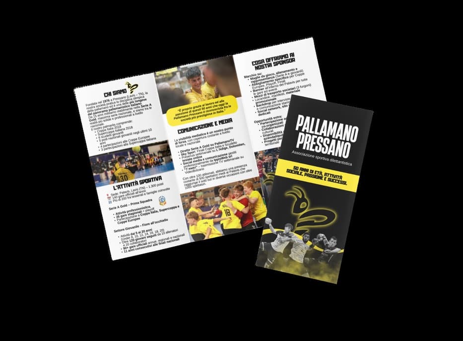 Manifesto ufficiale di una partita di campionato Pallamano Pressano