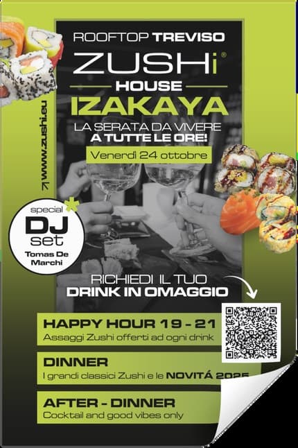 Locandina Zushi House Izakaya in stile minimal-pop giapponese